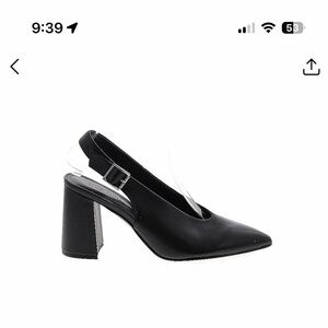 Marc Fisher Black Slingback Pointed-Toe Block Heel Pumps